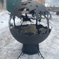 Уличный очаг-сфера для костра "Охота на кабана" превью Уличный очаг-сфера для костра "Охота на кабана" превью