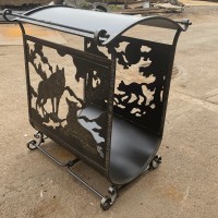Кованая дровница с крышей "Волчата" превью Кованая дровница от кузницы Горыныч" превью